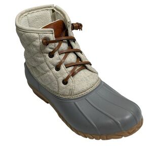 Nautical Gray Duck Lace Up Boots Size 8 NEW without Box
